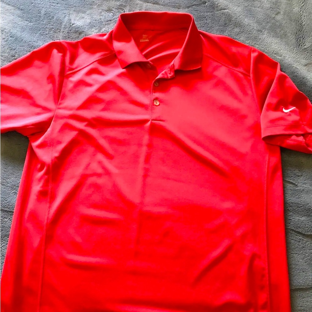 Nike Golf Tour Performance Dri Fit Large Red Polo Men’s Swoosh Logo